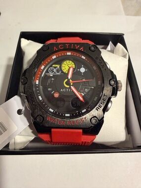 Activa X Invicta Digital Men's Watch - Dual Time-55mm, Red